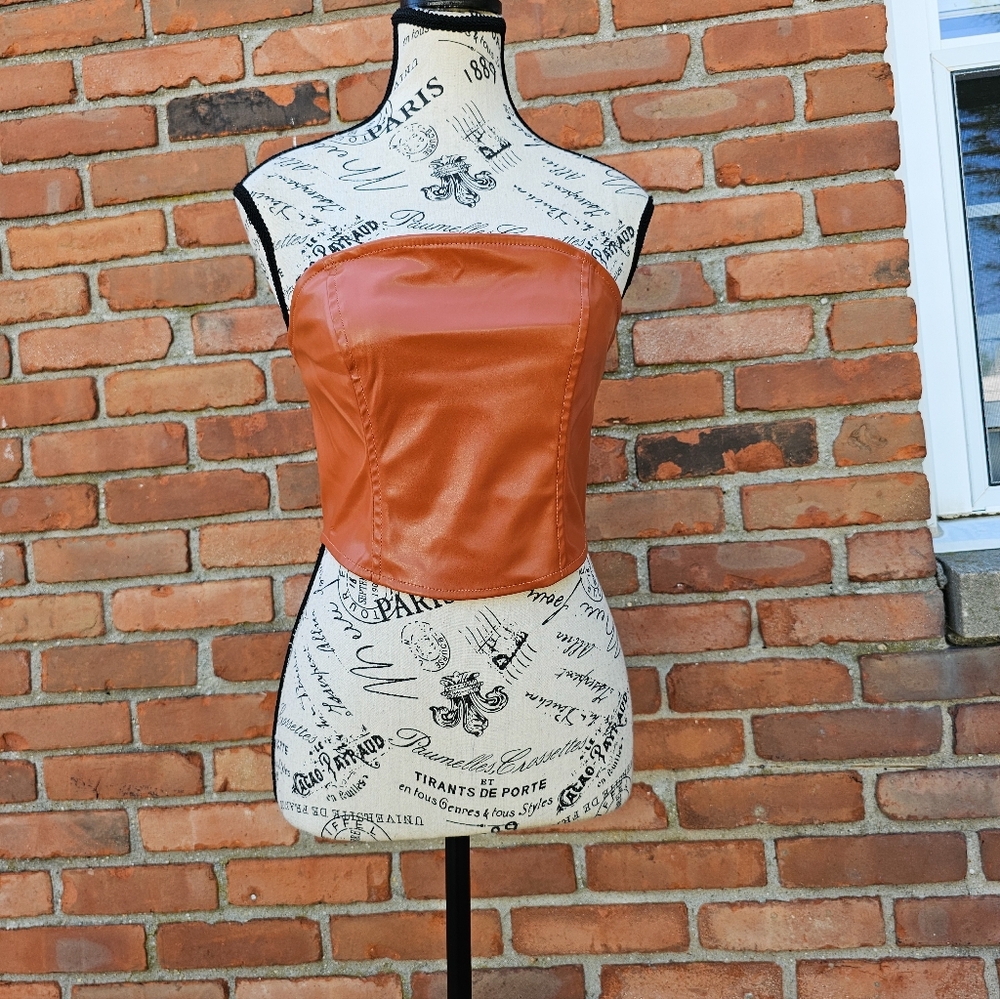 New Wild Fable Rustic Brown Faux Leather Tube Top – Size M